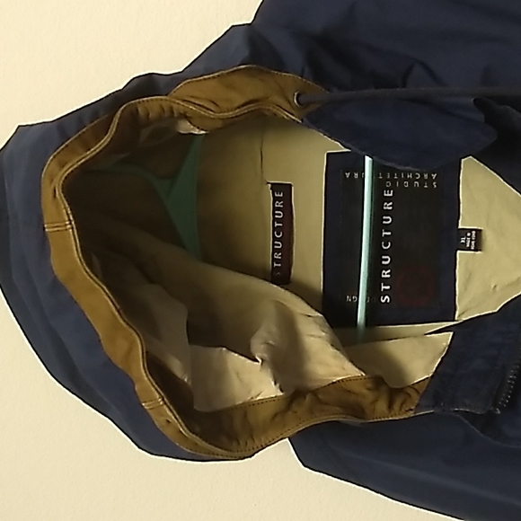 Structure warm blue and leather trimmed jacket size Men's large. Please see pics - Picture 12 of 13